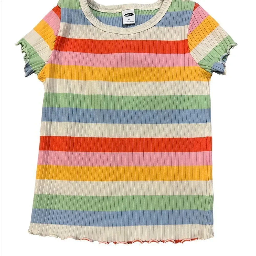 Old Navy Short Sleeve Lettuce-Edged Tee  Girls Tops sz 4
